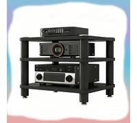 GJPXFR Meuble Chaine HiFi Armoire De Rack Audio, Support Multimédia AV Armoire Stéréo HiFi pour Équipement Audio-vidéo, Étagère De Rangement pour Salon, Bureau(Black,3-Tier (60x40x50cm))