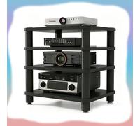 GJPXFR Meuble Chaine HiFi Armoire De Rack Audio, Support Multimédia AV Armoire Stéréo HiFi pour Équipement Audio-vidéo, Étagère De Rangement pour Salon, Bureau(Black,4-Tier (60x40x70cm))
