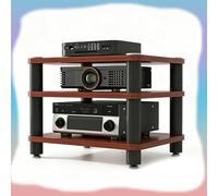 GJPXFR Meuble Chaine HiFi Armoire De Rack Audio, Support Multimédia AV Armoire Stéréo HiFi pour Équipement Audio-vidéo, Étagère De Rangement pour Salon, Bureau(Teak,3-Tier (60x40x50cm))
