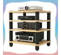 GJPXFR Meuble Chaine HiFi Armoire De Rack Audio, Support Multimédia AV Armoire Stéréo HiFi pour Équipement Audio-vidéo, Étagère De Rangement pour Salon, Bureau(Walnut,4-Tier (60x40x70cm))