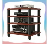 GJPXFR Meuble Chaine HiFi Armoire De Rack Audio, Support Multimédia AV Armoire Stéréo HiFi pour Équipement Audio-vidéo, Étagère De Rangement pour Salon, Bureau(Teak,4-Tier (60x40x70cm))