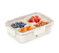 GJV Boîte à Goûter avec 4 Compartiments - Plateau de Service Divisé avec Couvercle et Poignée - Organisateur de Collations pour Adultes, Fruits et Légumes