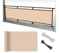 GJZQDKX Auvent de Balcon 110 x 800 cm en Tissu résistant aux UV, indéchirable et imperméable, avec Attaches pour câbles, Couleur crème, Solution d'intimité extérieure pour Piscine et Jardin