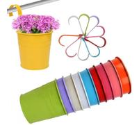 GK20197 10pcs Pots de Fleurs Suspendu Colorés en Métal Accroche Amovible Pot de Fleur Extérieur Plante Décoration Jardin Maison Ba