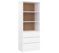 GKHPYURE Bibliothèque avec tiroirs haute blanche 60 x 35 x 142 cm en pin massif