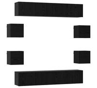 GKHPYURE Ensemble de meubles TV 8 pièces 80 x 30 x 30 cm chêne noir | Bois d'ingénierie, 12 portes, montage mural, design peu encombrant, nettoyage facile