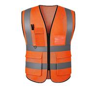 GKOB Chemises haute visibilité pour hommes et femmes, gilets de sécurité réfléchissants hautement visibles avec poches, fermeture éclair à l'avant, conformes aux normes ANSI/ISEA