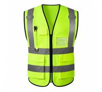 GKOB Chemises haute visibilité pour hommes et femmes, gilets de sécurité réfléchissants hautement visibles avec poches, fermeture éclair à l'avant, conformes aux normes ANSI/ISEA