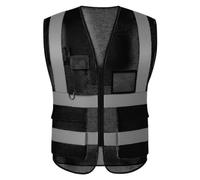GKOB Chemises haute visibilité pour hommes et femmes, gilets de sécurité réfléchissants hautement visibles avec poches, fermeture éclair à l'avant, conformes aux normes ANSI/ISEA