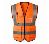 GKOB Chemises haute visibilité pour hommes et femmes, gilets de sécurité réfléchissants hautement visibles avec poches, fermeture éclair à l'avant, conformes aux normes ANSI/ISEA
