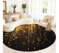 GKPLY Tapis rond doré pour salon, chambre à coucher, tapis circulaire à paillettes tombantes, lavable, antidérapant, décoration de fête, 1,2 m