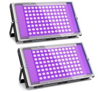 GKT 2pcs 100W Projecteur Lumiere Noire, Lumiere UV, Etanche IP66, Lumière Noire avec Prise, Pour Halloween, Noël, Body Painting, Affiche Fluorescente, Soirées à la Lumière Noire