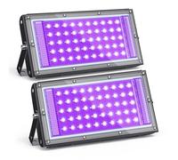 GKT 2pcs 50W Projecteur Lumiere Noire, Lumiere UV, Lumière Noire 385-400 nm, pour Halloween, Noël, fêtes Fluorescentes, Durcissement de Résine UV, Exposition de Verre à l'uranium