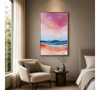 GKUVBF Affiche murale abstraite moderne sur toile représentant un paysage côtier et montagneux à l'aquarelle, idéale pour le salon (30 x 45 cm avec cadre intérieur).