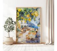 GKUVBF Affiche sur toile représentant un paysage côtier italien rétro de Positano, Capri et Amalfi, avec un citronnier (30 x 45 cm/cadre intérieur).