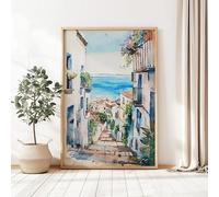 GKUVBF Affiche sur toile style rétro italien représentant un paysage côtier de Positano, Capri et Amalfi avec des citronniers (40 x 50 cm/cadre intérieur)