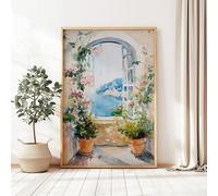 GKUVBF Affiche sur toile style rétro italien représentant un paysage côtier de Positano, Capri et Amalfi avec des citronniers (40 x 50 cm/cadre intérieur)