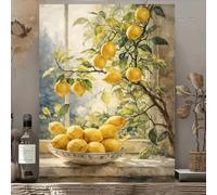 GKUVBF Tableau mural moderne rétro 2D sur toile, imprimé branche de citronnier, affiche botanique vintage unique pour la décoration intérieure (70 x 100 cm/sans cadre)