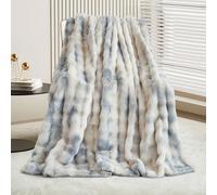 GKXLH Couverture douce et moelleuse - Plaid douillette pour canapé, Couverture en fausse fourrure lapin en peluche, plaid chaud épaisses à bulles pour lit, canapé, chambre à coucher, salon (160x200cm)