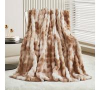 GKXLH Couverture douce et moelleuse - Plaid douillette pour canapé, Couverture en fausse fourrure lapin en peluche, plaid chaud épaisses à bulles pour lit, canapé, chambre à coucher, salon (100x160cm)