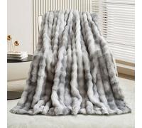 GKXLH Couverture douce et moelleuse - Plaid douillette pour canapé, Couverture en fausse fourrure lapin en peluche, plaid chaud épaisses à bulles pour lit, canapé, chambre à coucher, salon (100x160cm)