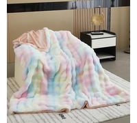 GKXLH Couverture douce et moelleuse - Plaid douillette pour canapé, Couverture en fausse fourrure lapin en peluche, plaid chaud épaisses à bulles pour lit, canapé, chambre à coucher, salon (160x200cm)