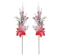 GL-Turelifes Lot de 2 grands bouquet de fleurs de Noël de 50,9 cm en spray rouge poinsettia artificiel avec baies rouges, tiges de fleurs de sapin de Noël pour de magnifiques vacances décoration