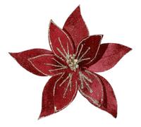 GL-Turelifes Lot de 6 grandes fleurs de poinsettia artificielles à paillettes en velours pour décoration de Noël, Nouvel An, mariage (rouge vin)