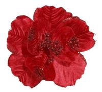 GL-Turelifes Lot de 6 grandes fleurs de poinsettia artificielles à paillettes en velours pour sapin de Noël, Nouvel An, décoration de mariage (rouge)
