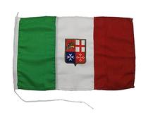 Glac Store® Drapeau Tricolore Italien Italie Marina Mercantile 20 x 30 cm et Histoire des Symboles du Drapeau Marine Militaire Naval en Tissu Nautique Résistant Coupe-Vent