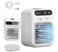 Glacier Breeze Climatiseur portable AC, refroidisseur par évaporation ultra silencieux à 2 vitesses, alimenté par USB, réservoir de glace de 500 ml, mini unité AC silencieuse de 20 dB pour bureau à