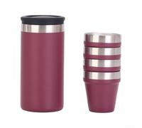Glacière à canettes de fête en plein air de 382,7 g avec 4 petites tasses | Isolation sous vide, garde les boissons froides pendant 3 h, convient aux canettes standard de 340,2 g