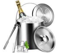 Glacière à double paroi Icemaster 3 L avec couvercle hermétique, passoire et couteau à glace, râpe à glace, bac à glace isotherme, refroidisseur de bière et de champagne, idéale pour les pique-niques