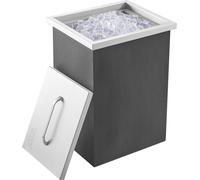 Glacière à poser, 35,5 cm x 30,5 cm x 45,7 cm, en acier inoxydable, bac à glace commercial avec couvercle, bar à glace d'extérieur de 37,8 litres, tuyau d'évacuation et bouchon de vidange inclus, pour