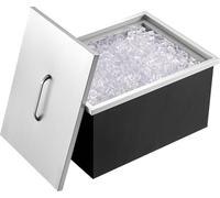 Glacière à poser, 50,8 cm x 35,6 cm x 30,5 cm, en acier inoxydable, bac à glace commercial avec couvercle, bar à glace d'extérieur de 37,9 litres, tuyau d'évacuation et bouchon de vidange inclus, pour