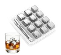 Glaçons Réutilisables Pour Whisky - Pierres À Whisky Avec Pince | 12 Glaçons En Acier Inoxydable Qui Ne Fondent Pas - Maison Bar Fête Vacances Bière Champagne Vin Et Boissons
