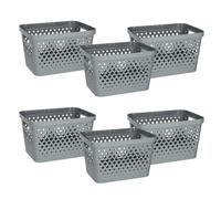 Glad Lot de 6 paniers de rangement en plastique | Bacs de rangement ouverts pour étagères, salle de bain, garde-manger, placard | Boîtes de rangement gigognes avec poignées, 12,7 L, gris
