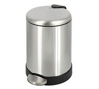 Glad Petite poubelle ronde en acier inoxydable avec couvercle à fermeture amortie et pédale à pied, 4 litres, panier à déchets en métal avec seau intérieur amovible, acier inoxydable