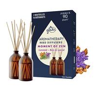 Glade Aromatherapy Diffuseur Bâtonnets - Infusé Aux Huiles Essentielles - Jusqu'à 90 Jours De Parfum - Moment of Zen, Lavande & Bois de Santal - 2 Diffuseurs & 16 Bâtonnets
