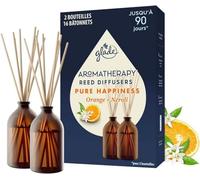 Glade Aromatherapy Diffuseur Bâtonnets - Infusé Aux Huiles Essentielles - Jusqu'à 90 Jours De Parfum - Pure Happiness, Orange & Neroli - 2 Diffuseurs & 16 Bâtonnets