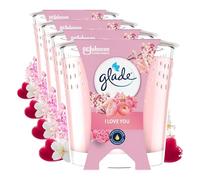 Glade Bougie Parfumée - Certifiée Vegan - Parfum I Love You - Infusé aux Huiles Essentielles -Formule Sans Huile de Palme - dure pendant au moins 27 heures - Cadeau Femme - 112g