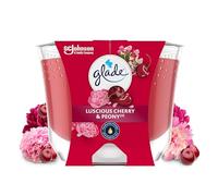 Glade Bougie Vegan Longue Durée Parfum Infusé Huiles Essentielles - Nouvelle Formule Sans Huile De Palme - Luscious Cherry & Peony - 1 Bougie