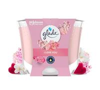 Glade Bougie Vegan Longue Durée Parfum Infusé Huiles Essentielles - Nouvelle Formule Sans Huile De Palme - I Love You - 1 Bougie