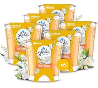 Glade Bougie Vegan Parfum Infusé Huiles Essentielles - Nouvelle Formule Sans Huile De Palme - Anti-Tabac - 6 Bougies
