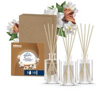 Glade Diffuseur à Bâtonnets, Sandalwood & Jasmine*, 3 x 50 ml | Parfum d’Intérieur Longue Durée, Diffusion Continue Jusqu’à 5 Semaines, 3 Diffuseurs en Verre et 15 Bâtonnets