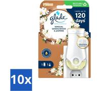 Glade - Holder Electric Oil - Bois de santal-Jasmin sensuel - Pack avantage - 10 pièces