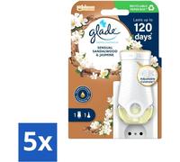 Glade - Holder Electric Oil - Bois de santal-Jasmin sensuel - Pack avantage - 5 pièces