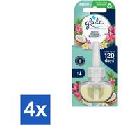 Glade - Recharge d'huile électrique - Fleurs tropicales exotiques - Sans support - Pack avantage - 4 pièces