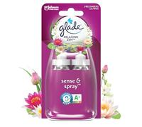 Glade Sense et Spray Recharge Duopack Diffuseur à Détection de Mouvement - Infusé Aux Huiles Essentielles - Jusqu'à 4 Mois de Parfum - Relaxing Zen - 2 Recharges