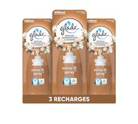 Glade Sense & Spray Recharges Diffuseur à Détection de Mouvement - Infusé Aux Huiles Essentielles - Jusqu'à 2 Mois de Parfum - Sensual Sandalwood & Jasmine - 3 Recharges